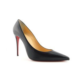 CHRISTIAN LOUBOUTIN Black Leather Classic Stiletto Heel Pumps 38.5
